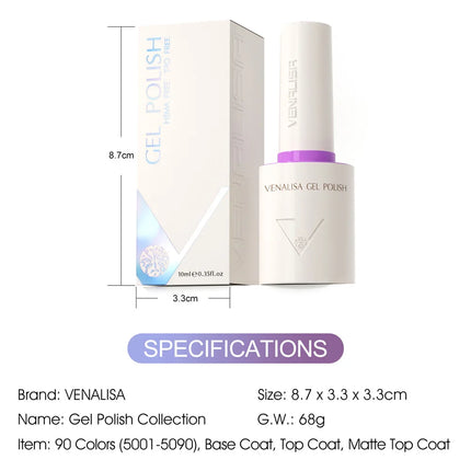 1/2/3pcs Kit Venalisa 10ml Nail Gel Polish HEMA/TPO Free Base Ultra Glossy Diamond Tempered Long Wear Top Coat Matt Gel Varnish