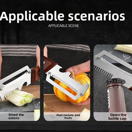 Multifunctional Peeler & Scallion Shredder, Stainless Steel Peeler, Scallion Slicing Tool, Kitchen Fruit Vegetable Peeler, Melon