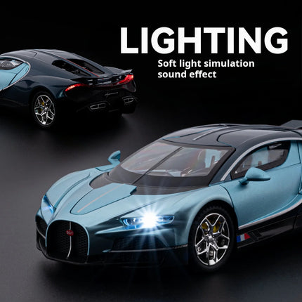 Alloy Model Bugatti tourbillon 24 Scale Diecast car Model Toy with Sound &Light Pull Back Boys Gift collectible ornaments