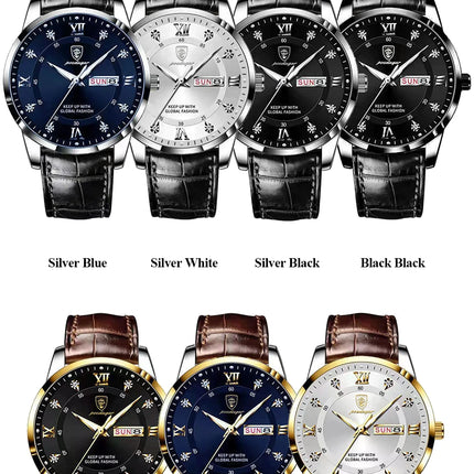 POEDAGAR Casual High Quality Men Watch Waterproof Luminous Leather Original Man Wristwatch Quartz Business Watches For Men Reloj