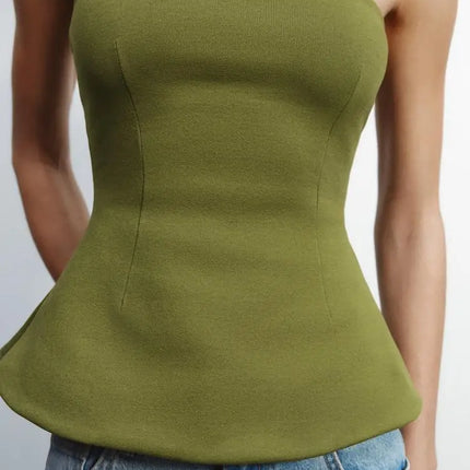 Spring New Women's Design Slim Fit Double Cloth Wrap Chest Sleeveless Top Simple Sleeveless Commute Regular Length Pure Color
