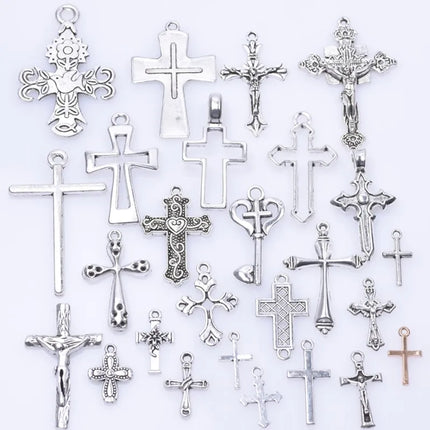 10/20/30pcs/Lot Metal Silver Color Cross Charms For Jewelry Making Supplies Christ Accessories Handmade Women/Men Pendant Charm