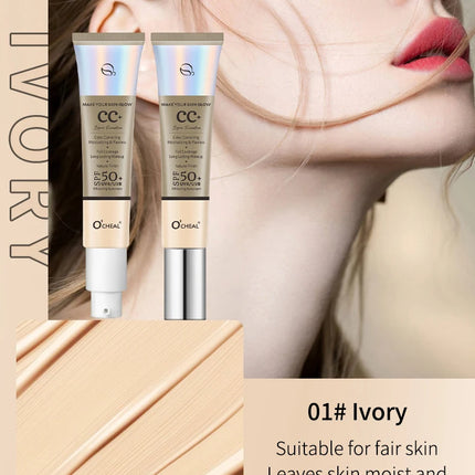 Ocheal 30g CC Cream Foundation Waterproff Concealer Moisturizing Sunscreen Liquid SPF 50+ Long Lasting Brightening Makeup Primer