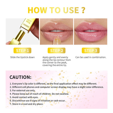 Color Changing Lipstick 2 in 1 Lip Blush Balm 24K Gold Long Lasting Moisturizing Nourishing Lips Plumper Deep Hydration Care