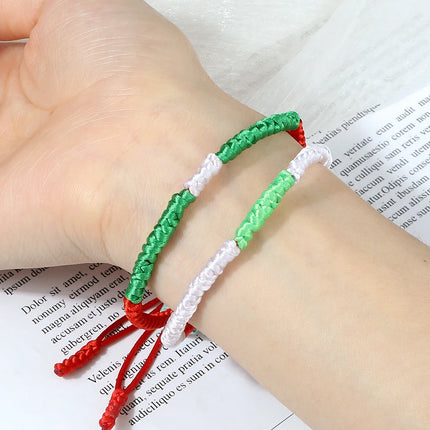 Handmade Countries Flag Color Bracelet Green White Red Rope Italy Mexico Ireland Bangles Adjustable Size Bracelets Couple Gift