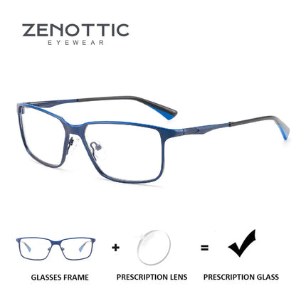 ZENOTTIC  Modish Metal Eyebrow Prescription Glasses for Men Square Photochromic Optical Eyeglasses Progressive Eyewear