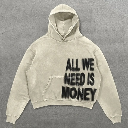 European and American Popular Skull Letter Printed Hoodie Harajuku Style Y2K Street Couple Outfit Spring and Autumn Hoodie