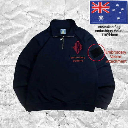 2026 Y2K Retro Embroidery Quarter-Zip Pullover Hoodie Men Oversized Vintage Streetwear Sweatshirt Men Clothing Harajuku