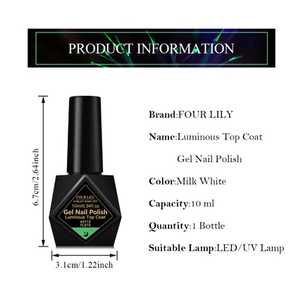 10ml Milk White Luminous Top Coat Gel Nail Polish Neon UV LED Nails Gel Soak Off Gel Varnish Fluorescent Nail Art Nail Supplies