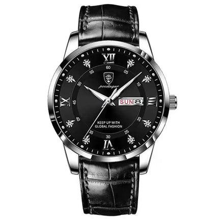 POEDAGAR Casual High Quality Men Watch Waterproof Luminous Leather Original Man Wristwatch Quartz Business Watches For Men Reloj