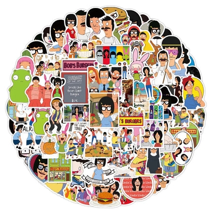 10/30/50/100pcs Anime Bobs Burgers Stickers Cartoon Decals Toys Laptop Skateboard Phone Case Luggage Car Cool Waterproof Sticker