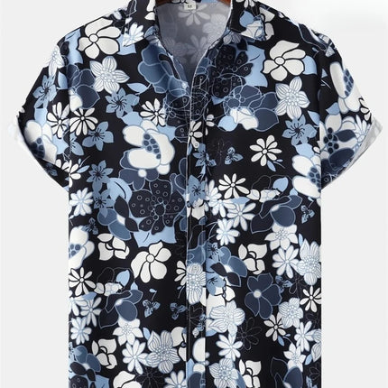 Floral Shirts Men's Hawaii Holiday Party Blouse 2025 Lapel Beach Shirt Flower Camisas Short-sleeved Womens Clothes