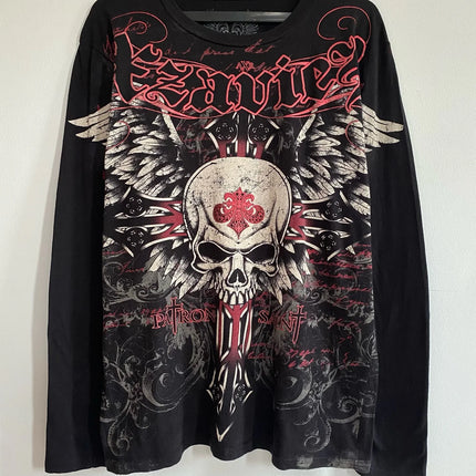 Affliction Long sleeved T shirt Y2K Vintage Round Neck Oversized T shirt New  Mens Womens Casual Gothic Clothing Tops Streetwear
