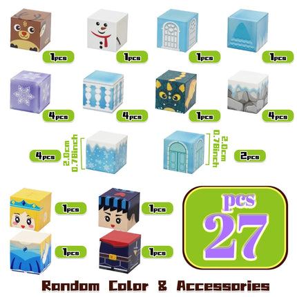 Ice and Snow World Magnetic Block Set, Ice and Snow Magic Castle Theme, Princess, Knight, Snowman Magnetic Blocks, Magnetic Blo