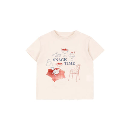 2026 New Summer KS Boys Girls Printed Round Neck T-shirt Kids Solid Color Shorts Girls' Casual Half Skirt Set