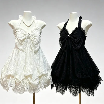 Gothic Retro Sweet Bud Mini Dress Women Harajuku Y2k Strap Dress Y2K Aesthetic Club Party Fashion Outfits