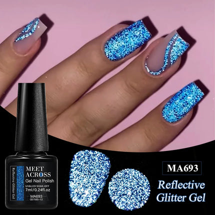 7Ml Reflective GlitterGel Nail Polish Bright Sparkling Silver Color Semi-permanent Soak Off Nail Art UV Varnish Nail Supplies