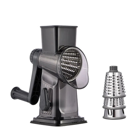 3-in-1 Manual Rotary Cheese Grater Vegetable Slicer with Suction Base Kitchen Mandoline Shredder for Potatoes Easy to Clean