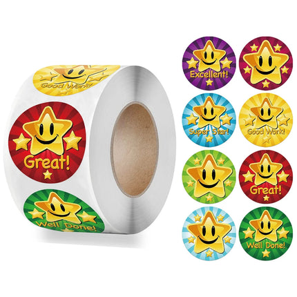 100-500pcs Cute Reward Stickers Roll with Word Motivational Stickers for School Teacher Kids Student Stationery Stickers Kids