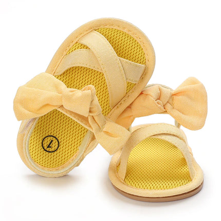 VALEN SINA  Newborn Baby Shoes Yellow Baby Girl Shoes Girl Classic Bowknot Sole Anti-slip PU Shoes First Walker Toddler Shoes