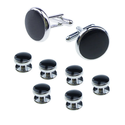 8PCS Classic Sea Shell Copper Mens Cuff Link Sleeve Studs Set Luxury French Style Cufflinks Party Wedding Suit Shirt Accessories