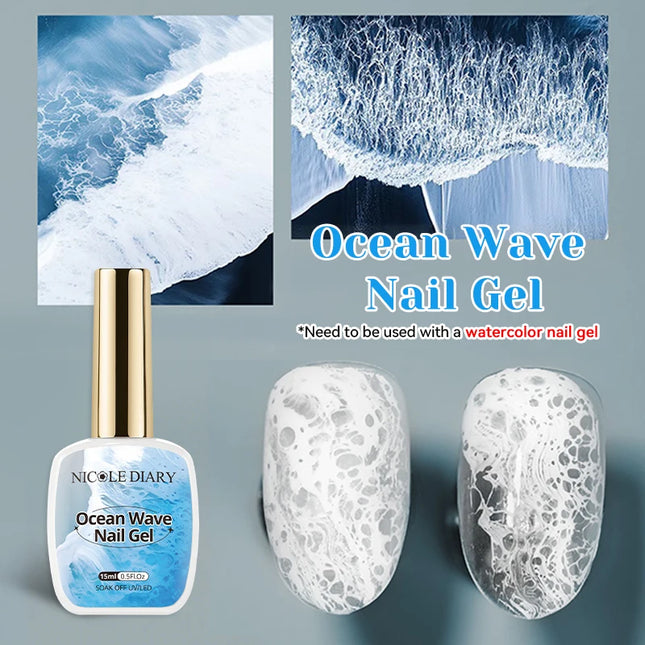 NICOLE DAIRY 15ml Bubble Ocean Wave Glue White Gel Nail Polish Summer Nail Poke Varnish UV LED Soak Off Gel For Nail Art Manicur