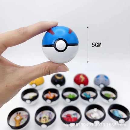 12PCS Pokemon Pokeball Blind Box Mini Figure Random Assortment PVC Capsule Toy Gashapon Collectible Birthday Gift Party Favor