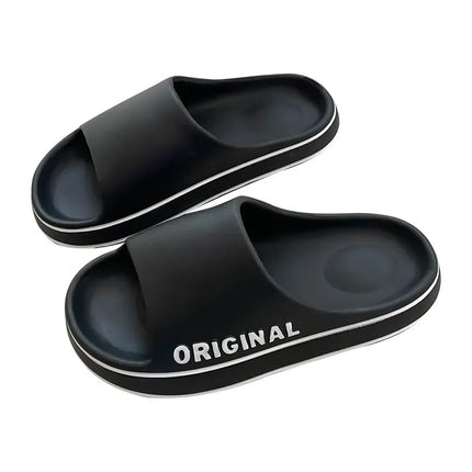 Feslishoet Women's Letter Slippers, Beach Slides, Solid Color Men's Thick Sole Indoor Bathroom Anti-Slip Shoes, Summer Couple Sandals