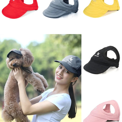 Adjustable Pet Dog Baseball Cap with Ear Holes for Small Medium Dogs Summer Dog Sun Hat Outdoor Hiking Pet Products