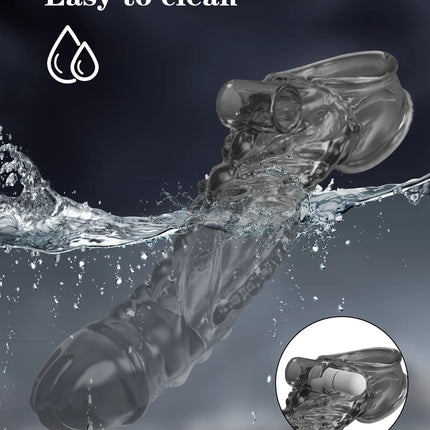 Bullet Vibrator Ring Clear Cock Ring Extender Reusable Penis Sleeve Ultra-Soft Enlarger for Couples Vibrating Dildo Sex Toys Men