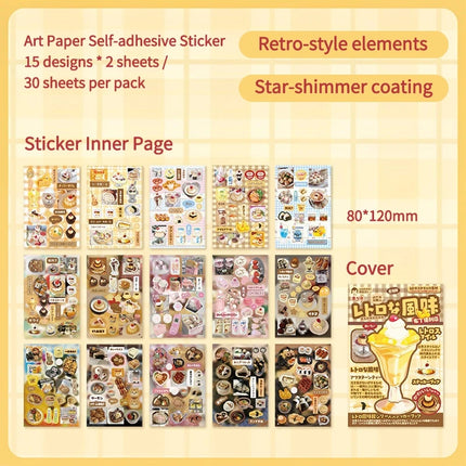 Cartoon Mini Sticker Book Tiny Pet Food Stickers Book Children Girls Nail Sticker Decor DIY Notebook Scrapbook Planner Decals