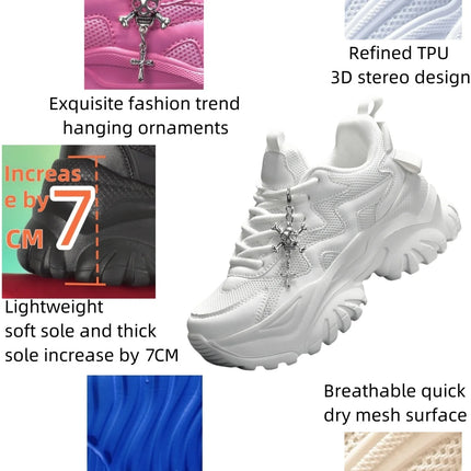 Women's fashion casual vulcanized shoes pure white platform high heels female Halloween punk style light women's sports shoes