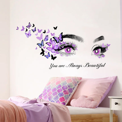 1pc Butterfly & Figure Graphic Wall Sticker, Modern Self Adhesive Wall Art Decal for Home Decor Vinyl Decal Refresh Your Home