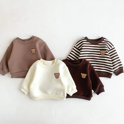 Children's Winter Round Neck 4 Color Korean Style Sweatshirt Children's Clothing Baby fleece-lined Boys and Girls Baby fleece-li