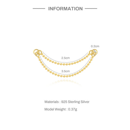 CANNER 1PC 925 Sterling Silver Chain Tassel Piercing Earrings Chain Charm Accessories For Woman Shiny Earring Fine Jewelry Gift