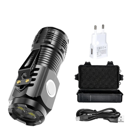 High Strong Power LED Flashlight Built-in Battery Type-C Rechargeable with Pen Clip Torch Outdoor Camping Emergency Lantern