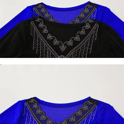 2025 Spring Summer Mesh Tops Korean Fashion Diamond T Shirt Slim 3/4 Sleeve Hollow Out Casual Women Shirt