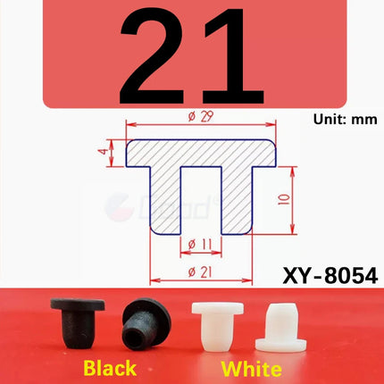 Black T-shaped silicone plug rubber hole cover dust-proof sealing, shock-absorbing foot pad  A-6.8mm~68.6mm