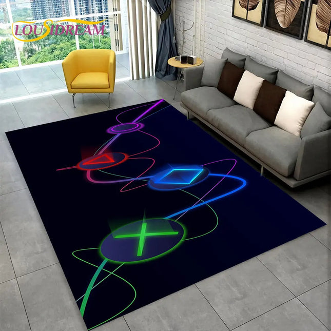 Cartoon Gamer Game Gamepad Area Rug, Carpet Rug for Living Room Kids Bedroom Sofa Kitchen Doormat Decor, Child Non-slip Floor Mat