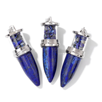 Blue Lapis Lazuli Pendant Gems Cross Hand Oval Shape Natural Stone Lapis Lazuli Charms for Jewelry Making Necklace DIY Bracelet