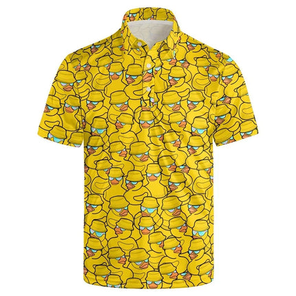 Hawaiian 3D Cute Animal Rubber Duck Printing Polo Shirt For Men Funny Duck Graphic Polo Shirts Kid Fashion Streetwear Polos Tops