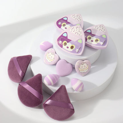 Rice Ball Cat 12-Piece Set, Expands When Exposed to Water, Dual-Use for Wet and Dry, Makeup Sponge Suitable for All Skin Types