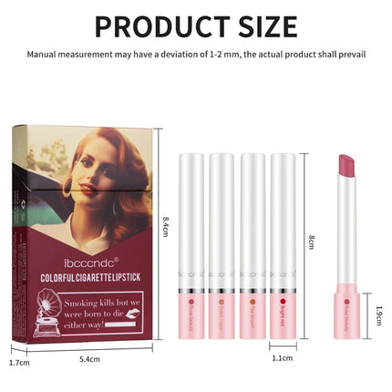 4 pcs/set Cigarette Lipstick Set Long Lasting Lip Glaze Matte Lip Gloss Waterproof Lip Stick Tube Nude Lip Tint Makeup Cosmetics