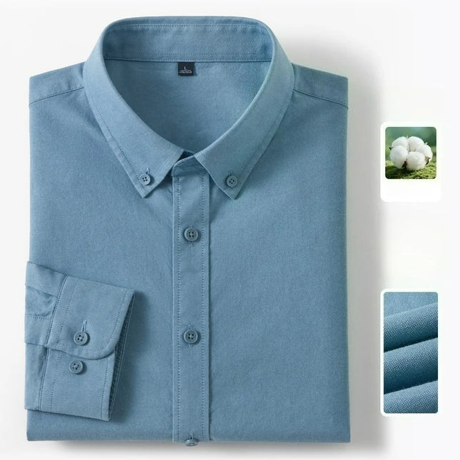 Men's 100% Cotton Oxford Shirt - Breathable Sweat-Wicking Button Down with Slim Fit & Crisp Texture