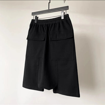 Mauroicardi Spring Summer Loose Casual Soft Black Shorts for Men Drawstring Elastic Waist Knee Length Cross Pants Clothes 2025
