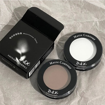 3D Nose Shadow Matte Cement Gray White Face Contouring Press Powder Natural Brightening Highlighter Face Bronzer Contour Makeup