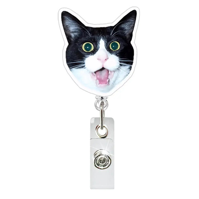 Funny Dog Acrylic Badge Reel Retractable Name Tag Alligator Clip Id Card Holder For Nurse Doctor Office Student Key Ring