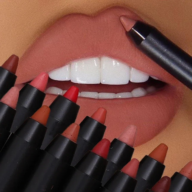 Long Lasting Lip Liner Colorful Matte Lip Liner Pencil Contour Tint Lipstick Tattoo Non-stick Cup Moisturizing Makeup Cosmetic