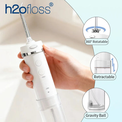 H2ofloss Compact Water Flosser 140PSI Portable Oral Irrigator for Sensitive Gums 5 Modes 5 Nozzles USB Rechargeable Teeth Clean