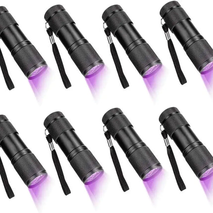 1-8PCS 395nm UV Flashlight 9/12LED Curing Light Ultraviolet Light Blacklight Detector for Pet Urine Scorpion Jewellry Inspection